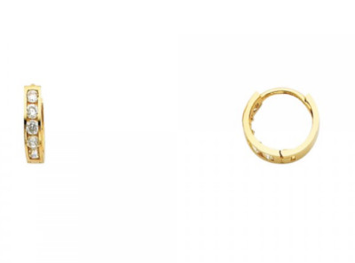 14K massives Gelbgold Labcreated Diamant Huggies Creolen Ohrringe Kanalfassung