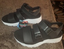 Skechers Foamies W/Luxe Foam Platform Sandals Women's Size 9 Black  White NEW