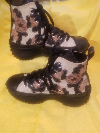 CONVERSE RUN STAR HIKE HI RUNNER SNEAKERS LEOPARD GLITTER PRINT WOMEN'S  SIZE - Main Image