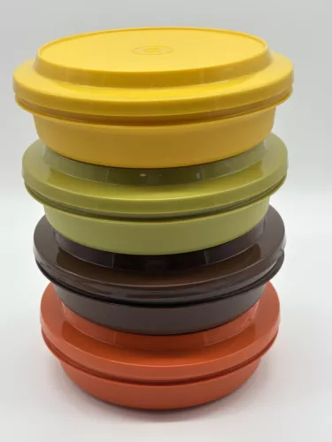 Vintage Tupperware 4 Super Seal-N-Serve GreenYellowOrangeBrown Bowls 8 Piece