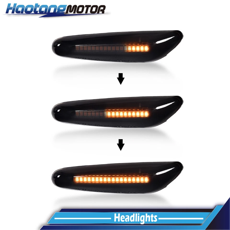 Apto para BMW 325i 328i LED ahumado luz de señalización lateral lámpara de señal de giro secuencial Foto 3 de 4