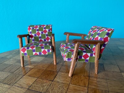 Zwei Sessel Hermann Rülke? 50er  Puppenstube Puppenhaus 1:12 dollhouse  armchair