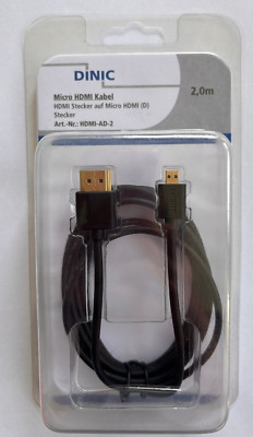 DINIC Micro HDMI Kabel (HMDIStecker a. MicroHDMI), 2m, ArtNr.HDMI-AD-2 090391/10