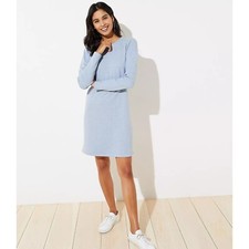 NWT Womens Size 10 Ann Taylor LOFT Blue Puff Sleeve Sweatshirt Mini Dress NEW