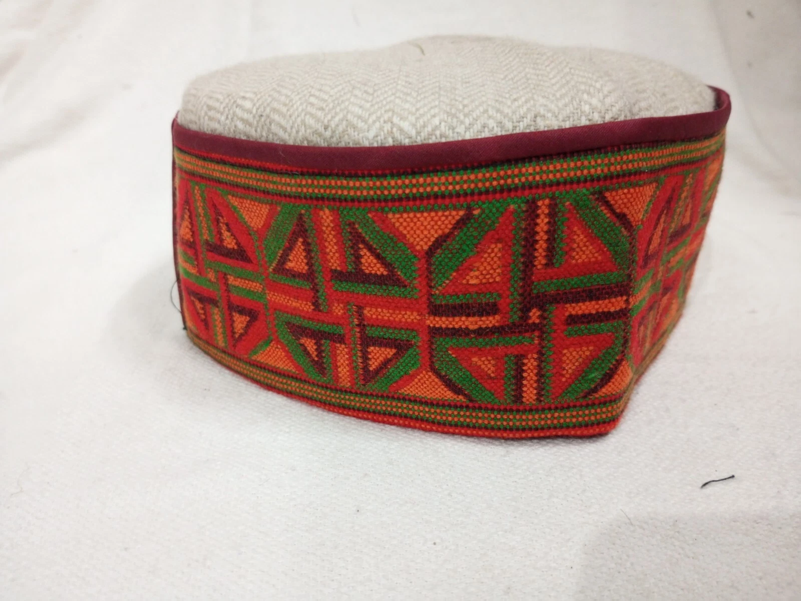 Himachal Cap 3.5" Border Design Multi color Pahari Topi Traditional Handcrafted