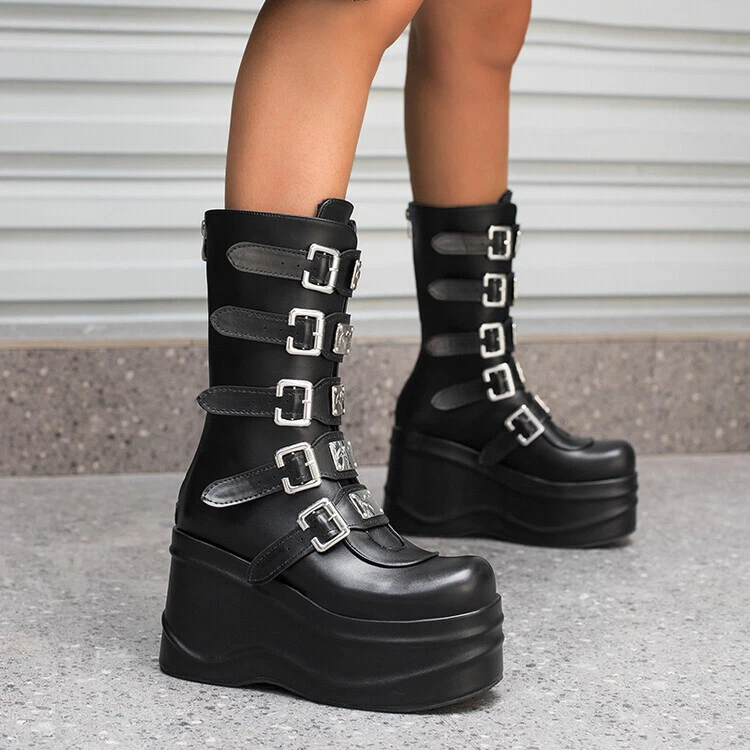 Womens combat store boots with buckles