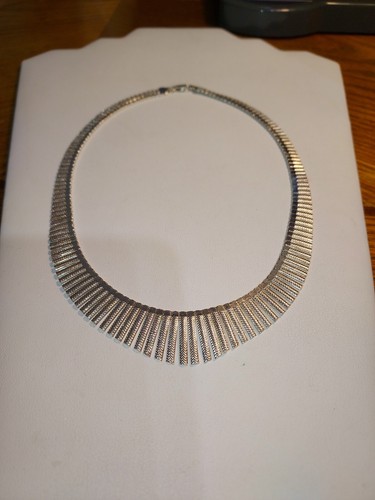 Sterling Silver~**GRADUATED EGYPTIAN STYLE COLLAR NECKLACE**~25 Grams~FMC ITALY - Picture 3 of 11