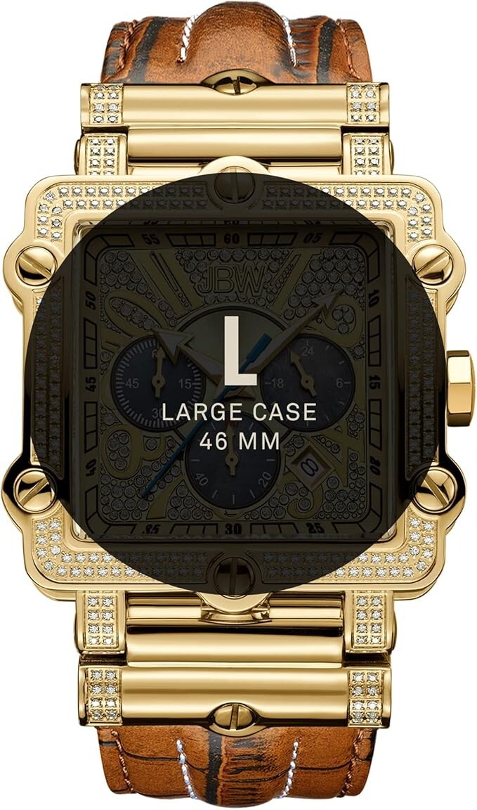 JBW 46 MM Men's Luxury Phantom Diamond Chronograph Wrist Watch JB-6215-238-A