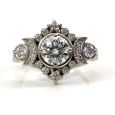 1.30Ct White Round Simulated Diamond Engagement Ring Solid 925 Sterling Silver