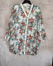 Vintage Victorias Sleep Shirt Small  Secret Sheer  Floral Strip Button Down