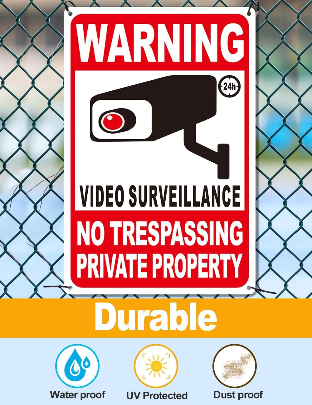 4-Pack No Trespassing Signs – 12"x8" Reflective Security Surveillance