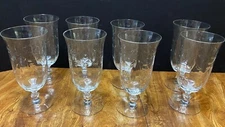 8 Rock Sharpe BALTIMORE PATTERN Iced Tea Glasses Optic Flower Etched 1006 Stem