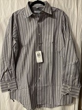 IZOD NEW Button Down Shirt Sz L 16, 32/33 Striped Long Sleeve Front Pocket