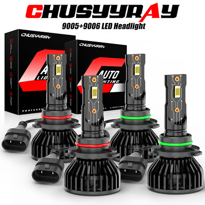 For Mitsubishi Lancer 2007-2017 4X Combo 9005+9006 LED Headlight Hi Lo Beam Bulb