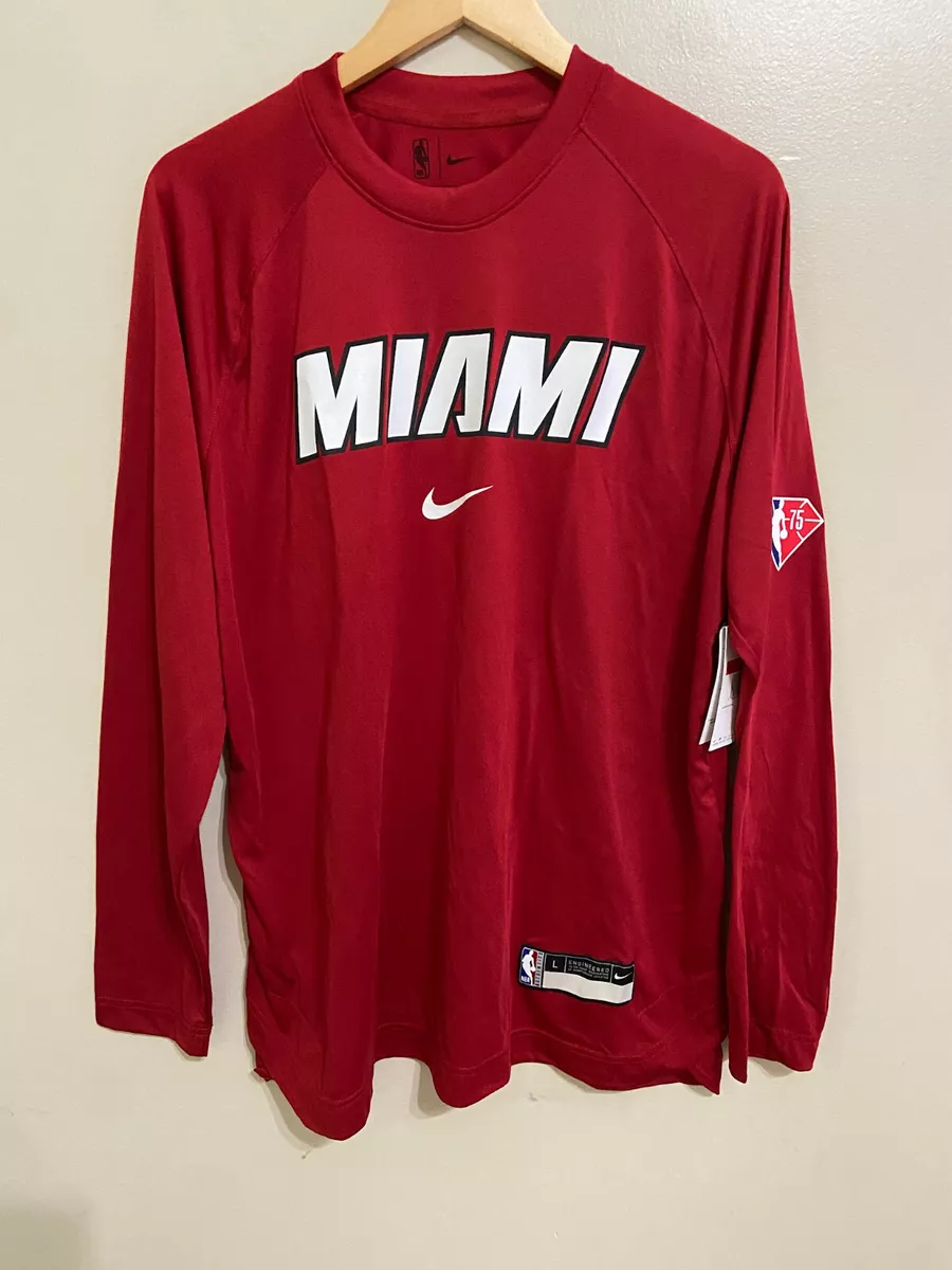 Nike / Men's Miami Heat Red Dri-FIT Long Sleeve Shooting Shirt