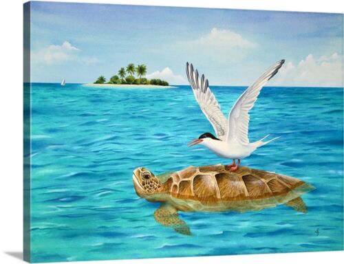 Turtle Island Canvas Wall Art Print, Sea Turtle Home Decor - Picture 1 of 11