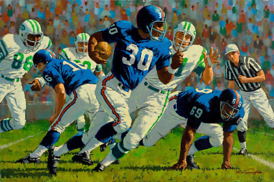 Arthur Sarnoff - Run...Run...Run 1960s Football Signed -17'' x 22'' Fine Art Print