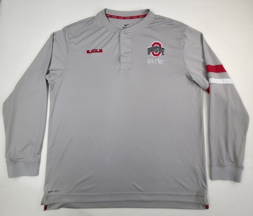Nike Elite Lebron James Ohio State Buckeyes Shooting Jersey Shirt Snap Henley XL