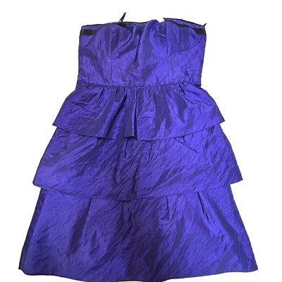 New Max and Cleo Womens Strapless Tiered Evening Mini Dress Size 10 Deep Blue