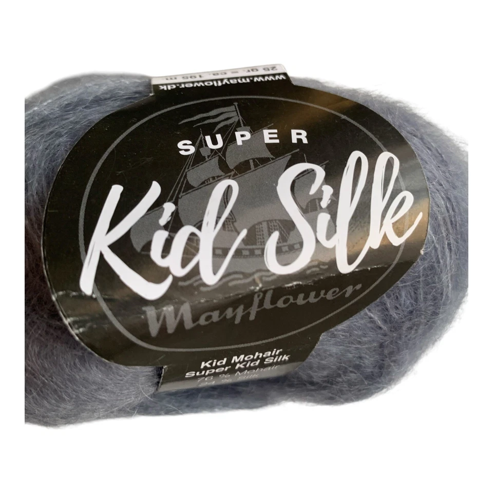 2 Skeins Mayflower Super Kid 76% Mohair 24% Silk #83 Blue Thin Yarn 25g /skein - Image 4 of 4