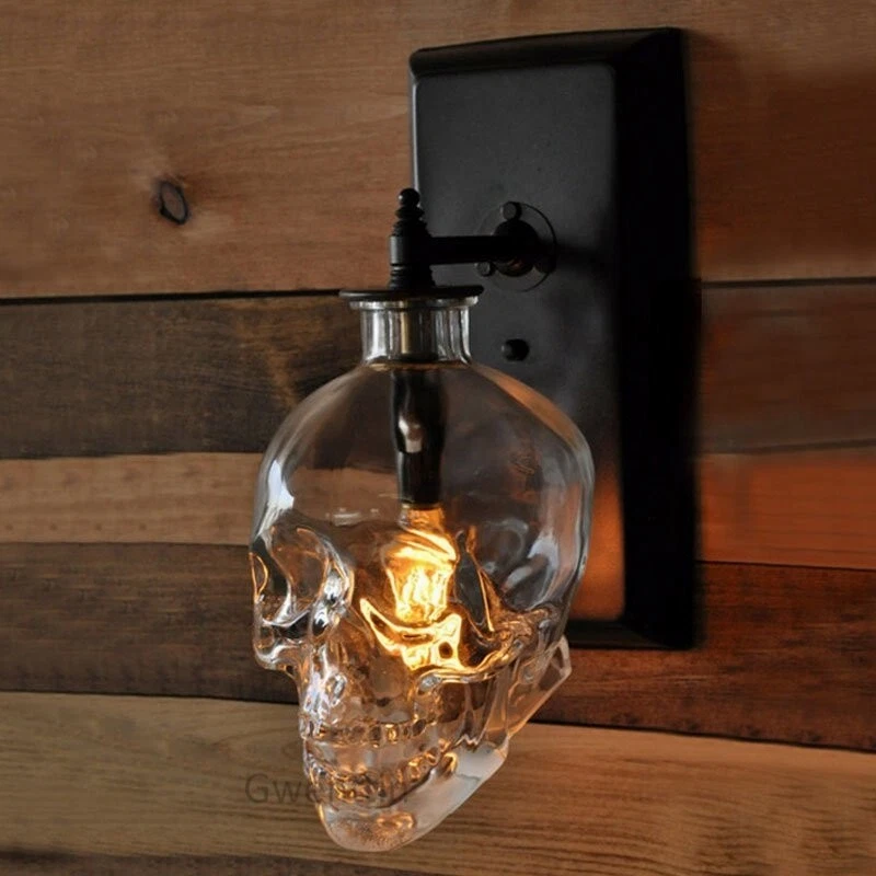 New Skull Bones Wall Sconce Light Fixtures Vintage Glass Wall Lamp Loft Decor - Image 4 of 4