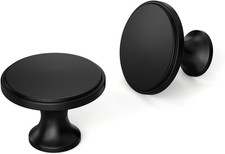 5 Pack Black Cabinet Knobs Round Single Hole Dresser Drawer Hardware 1-1/4"