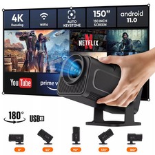 10000 Lumen LED Projector 4k 1080p Mini Home Theater WiFi Bluetooth Android HDMI