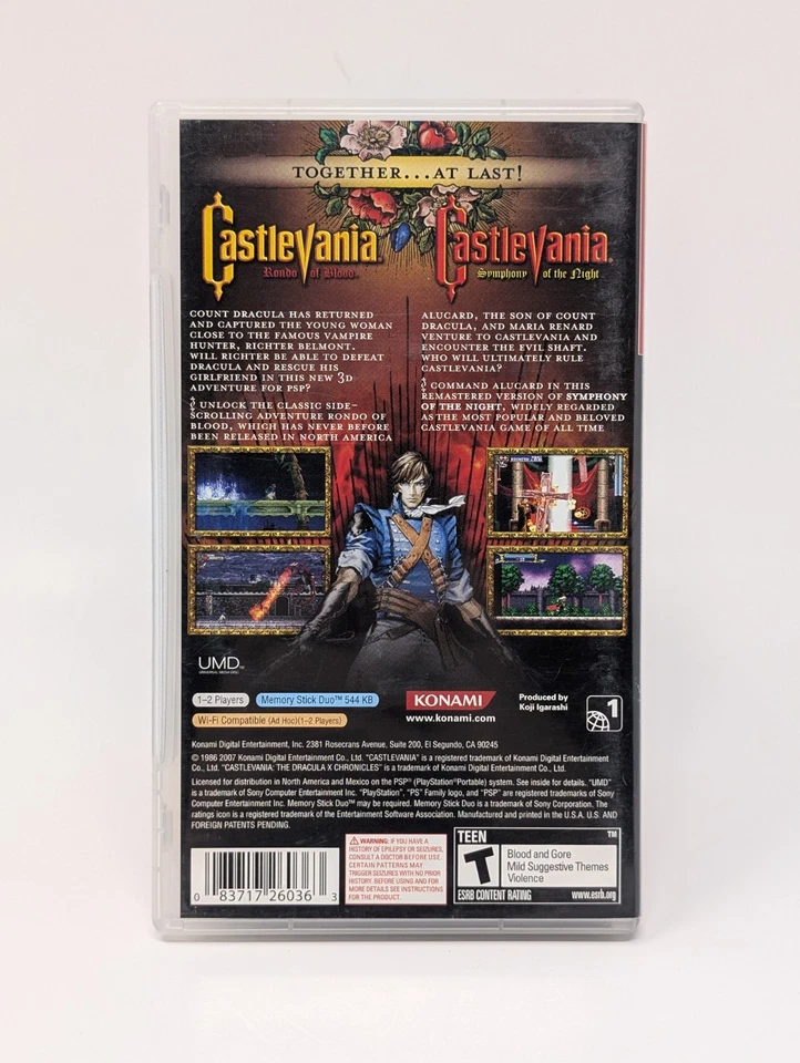Castlevania: The Dracula X Chronicles (Sony PSP, 2007) - CIB Complete - Image 2 of 3