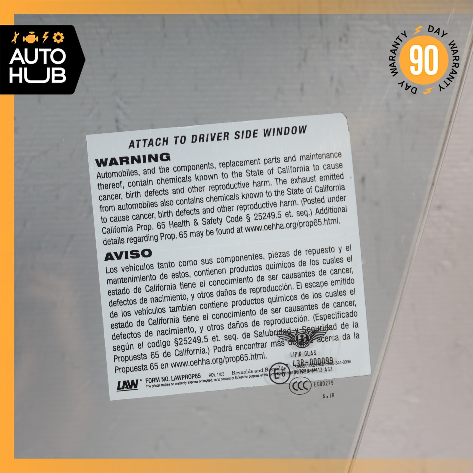 Bentley Continental GT 2007-2018 Front Left Door glass P/N 3W7845021C