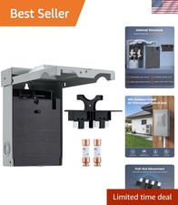 30 Amp Fused AC Disconnect Box, Outdoor Pull-Out Switch Enclosure with Fuse, ...