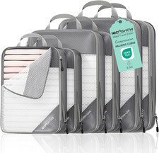 NICOSHOW 6 Set Compression Packing Cubes for Travel - Compressible, Lightweight,
