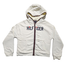 Tommy Hilfiger Youth Girls Fleece Hoodie Sweatshirt Pockets White Size Large