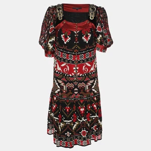 Mini robe vintage Gucci imprimée multicolore viscose et soie M
