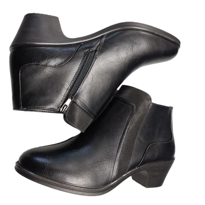 Botines Langley Easy Street Comfort Wave para mujer 10WW negros tacón bloque cremallera lateral - Imagen 1 de 4