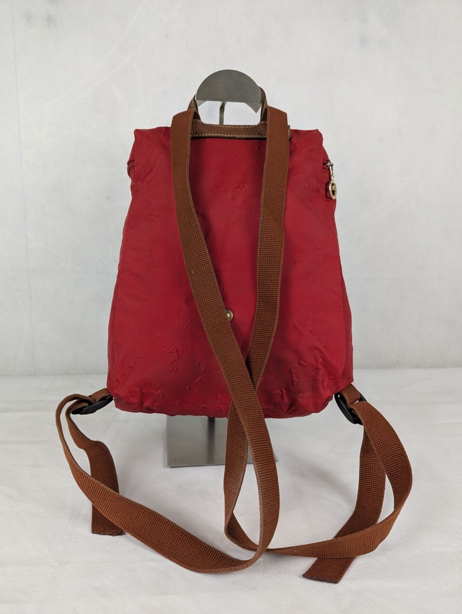 Authentic Longchamp Le Pliage Nylon Leather Backpack Red  display picture 1