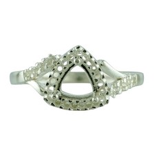 925 Sterling Silver 6mm Trillion Semi Mount Solitaire with Accents Women Ring