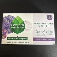 Fabric Softener Sheets, Fresh Lavender, 80 Sheets New Sealed