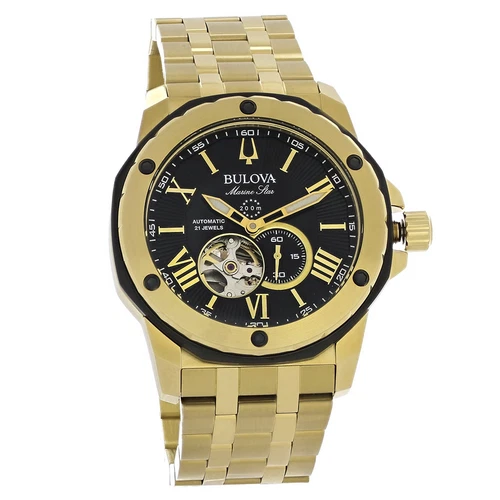 Montre automatique homme Bulova Marine Star en acier inoxydable PVD doré 98A273