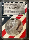 2006-W Silver American Eagle PF69 ULTRA CAMEO Flag Core