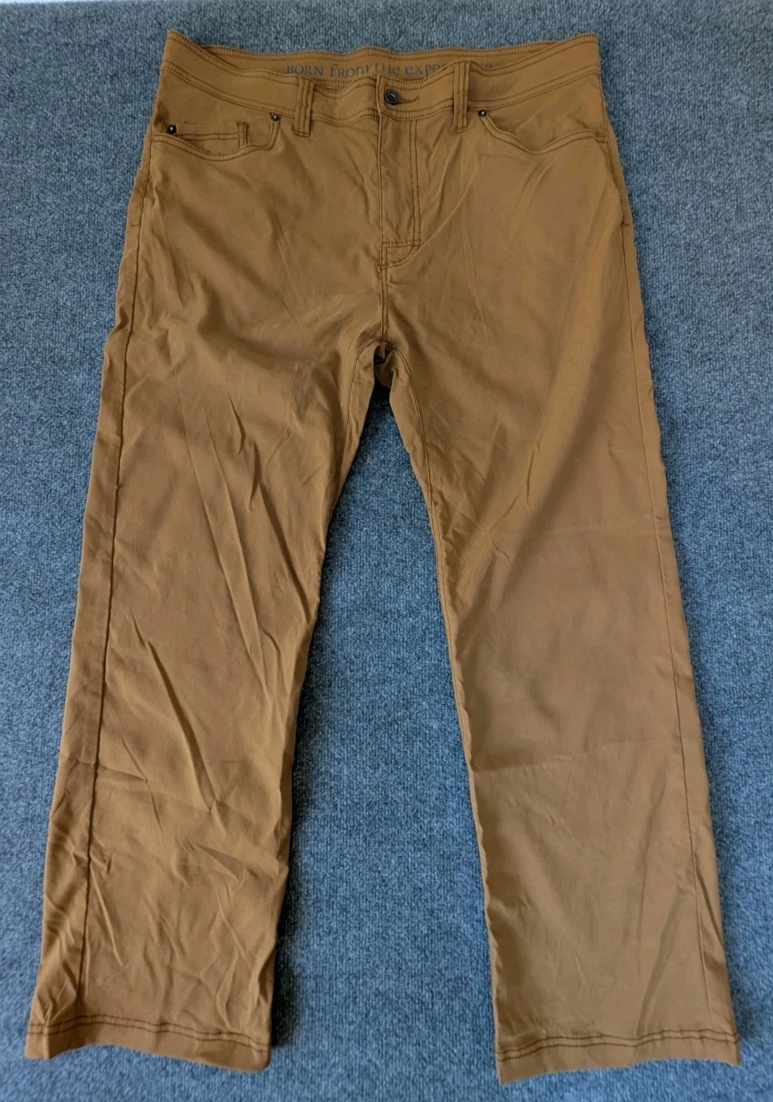Prana Pants Mens Sz 38x30 Slim Fit Nylon Stretch Hike Brown