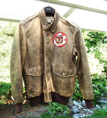 LL BEAN GOATSKIN LEATHER A-2 ,''DOOLITTLE RAIDERS'' FACTORY DISTRESSED JACKET, 44L