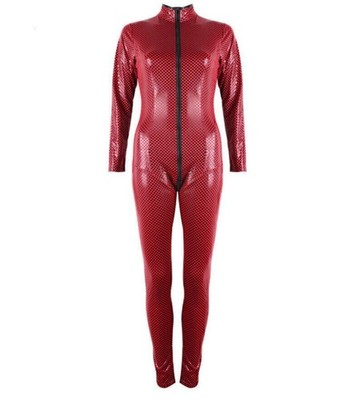 Ouvert Latex Catsuit Overall Sexy Reizwäsche Bodystocking Kleid für Damen