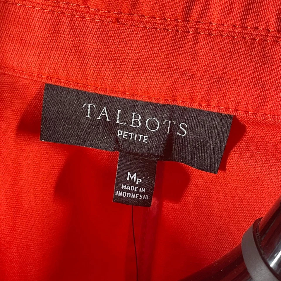 NUEVA Chaqueta Talbots Mujer Mediana Pequeña Naranja Utilidad Preppy Informal Colorida Foto 4 de 4