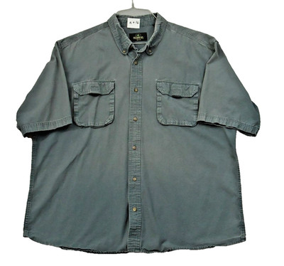 Red Head Brand Co Mens Short Sleeve Button Up Shirt Blue Gray Size XXL