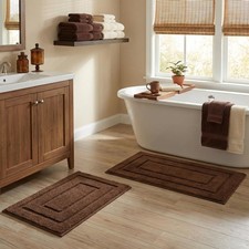 Bathroom Rugs Sets 2 Piece Soft NonSlip Washable Absorbent Brown 1 PC