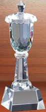 Trophy Lead Crystal Award Preowned Engraved EPA Pedestal 12 1/2'' T Chip Heavy