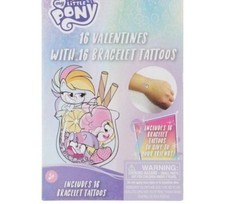 My Little Pony Valentines With Bracelet Tattoos - Set Of 16 Fun Designs For Kids