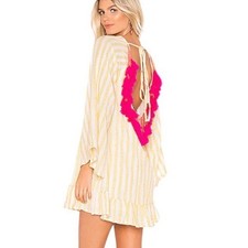 SUNDRESS Indiana Striped Dress in Portofino Lemon & Pink Size XS/S retail $145