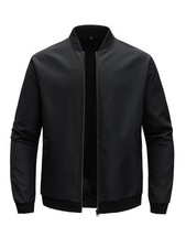Men's Lightweight Bomber Jacket Spring Fall Thin Casual Coat Full-Zip Work Coats
