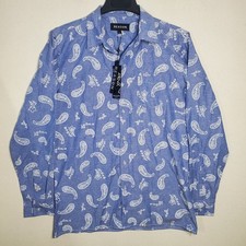 Reason Brand Paisley Long Sleeve Button Down Casual Dress Shirt Blue NWT LG